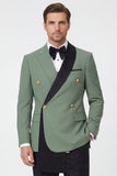 Sage Green 2 Piece Notch Lapel Double Breasted Men's Prom Suits