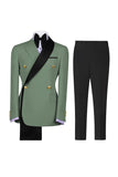 Sage Green 2 Piece Notch Lapel Double Breasted Men's Prom Suits