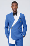Blue 2 Piece Notch Lapel Double Breasted Men's Prom Suits