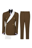 Blue 2 Piece Notch Lapel Double Breasted Men's Prom Suits