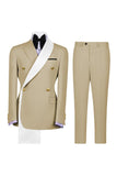 Blue 2 Piece Notch Lapel Double Breasted Men's Prom Suits