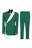 Blue 2 Piece Notch Lapel Double Breasted Men's Prom Suits
