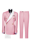 Blue 2 Piece Notch Lapel Double Breasted Men's Prom Suits