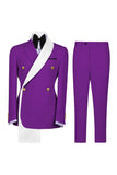 Blue 2 Piece Notch Lapel Double Breasted Men's Prom Suits