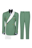 Blue 2 Piece Notch Lapel Double Breasted Men's Prom Suits