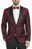 2 Piece Royal Blue Shawl Lapel One Button Printed Men's Prom Suits