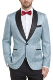 2 Piece Royal Blue Shawl Lapel One Button Printed Men's Prom Suits