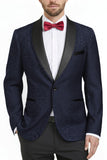 2 Piece Royal Blue Shawl Lapel One Button Printed Men's Prom Suits