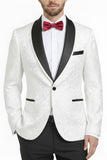 2 Piece Royal Blue Shawl Lapel One Button Printed Men's Prom Suits