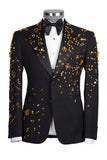 Black Peak Lapel 2 Piece One Button Men's Suits with Beading