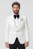 Black Shawl Lapel 3 Piece One Button Men's Wedding Suits