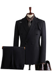 Grey 2 Piece Notch Lapel Double Breasted Men's Prom Suits