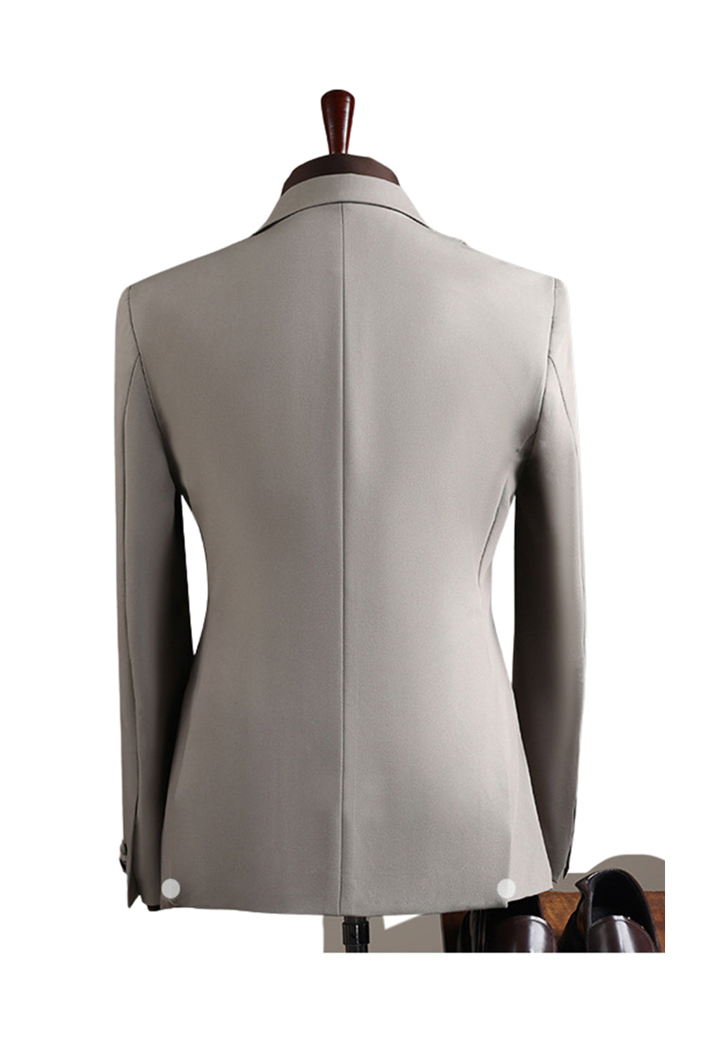 ZAPAKA Men Grey Prom Suits Notch Lapel 2 Piece Double Breasted Formal Suits