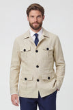 Beige Notch Lapel Single Breasted Men's Jacket