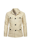 Beige Notch Lapel Single Breasted Men's Jacket