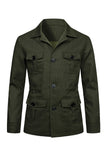 Beige Notch Lapel Single Breasted Men's Jacket
