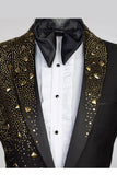 Shawl Lapel 2 Piece Black One Button Men's Prom Suits with Beading