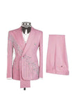 Shawl Lapel 2 Piece Light Blue Double Breasted Men's Prom Suits with Beading