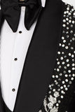2 Piece Black Shawl Lapel One Button Beaded Men's Wedding Suits