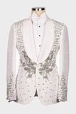 2 Piece Black Shawl Lapel One Button Beaded Men's Wedding Suits