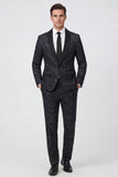 2 Piece Black One Button Shawl Lapel Glitter Men's Suits