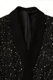 2 Piece Black One Button Shawl Lapel Glitter Men's Suits