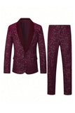 2 Piece Black One Button Shawl Lapel Glitter Men's Suits