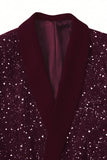 2 Piece Black One Button Shawl Lapel Glitter Men's Suits