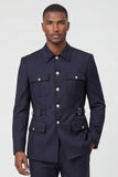 Dark Navy 2 Piece Single Breasted Men's Suits