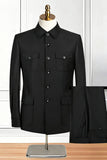 Black Single Breasted 2 Piece Men's Suits