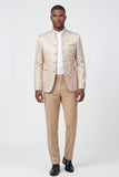 2 Piece Gold Single Breasted Printed Men's Suits