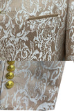 2 Piece Gold Single Breasted Printed Men's Suits