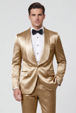 2 Piece Champagne Shawl Lapel One Button Men's Prom Suits