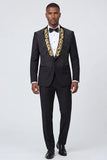 Black Shawl Lapel One Button Beaded Men's Prom Suits