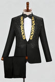 Black Shawl Lapel One Button Beaded Men's Prom Suits