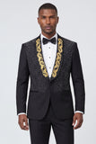 Black Shawl Lapel One Button Beaded Men's Prom Suits