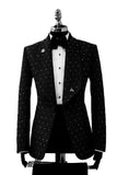 2 Piece Shawl Lapel Blue One Button Men's Prom Suits with Beading