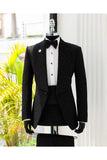 2 Piece Shawl Lapel Black One Button Men's Prom Suits with Beading