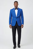 2 Piece Shawl Lapel Blue One Button Men's Prom Suits with Beading