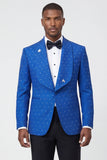 2 Piece Shawl Lapel Blue One Button Men's Prom Suits with Beading