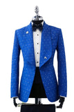 2 Piece Shawl Lapel Blue One Button Men's Prom Suits with Beading
