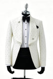 2 Piece Shawl Lapel Blue One Button Men's Prom Suits with Beading