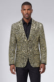 Sparkly Gold Notch Lapel Single Breasted Beaded Men's Jacket
