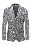 Sparkly Gold Notch Lapel Single Breasted Beaded Men's Jacket