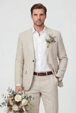 Notch Lapel Beige One Button 2 Piece Men's Wedding Suits