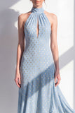Olive A-Line Halter Neck Chiffon Midi Dress