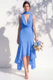Green Floral Mermaid V Neck Bridesmaid Dress with Scarf