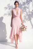 Green Floral Mermaid V Neck Bridesmaid Dress with Scarf
