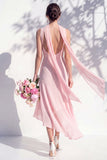 Green Floral Mermaid V Neck Bridesmaid Dress with Scarf