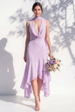 Green Floral Mermaid V Neck Bridesmaid Dress with Scarf